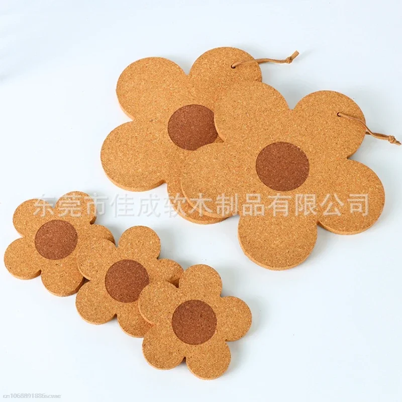 Flower Hanging Cute Coasters for Drinks Absorbent&Reusable Coaster Set Cork Flower Shape Coasters for Coffee Tea Cup Mat 코스터