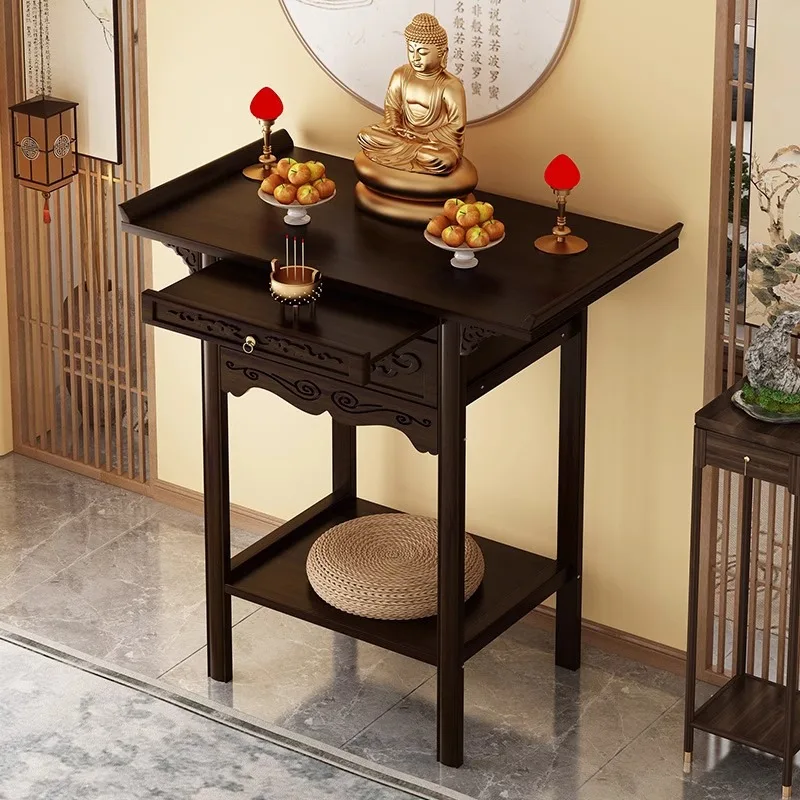 

New Chinese Style Buddhist Altar Table with Door for Home Shrine Worship Hall Incense Cabinet Offering Platform