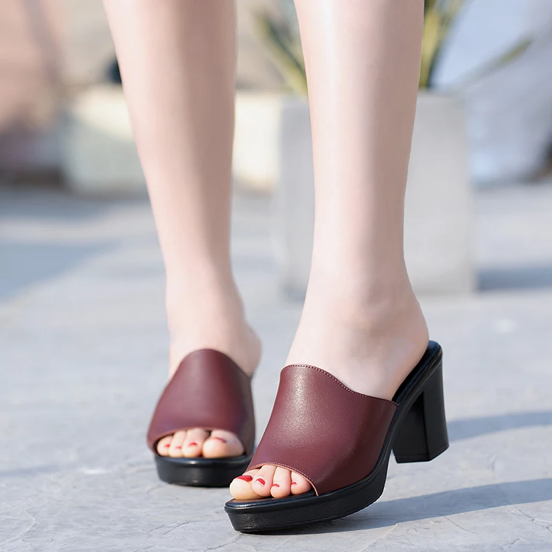 High Heels Slippers Women Summer New 2024 Woman's Sandals Mother Elegant Heels Shoes For Ladies