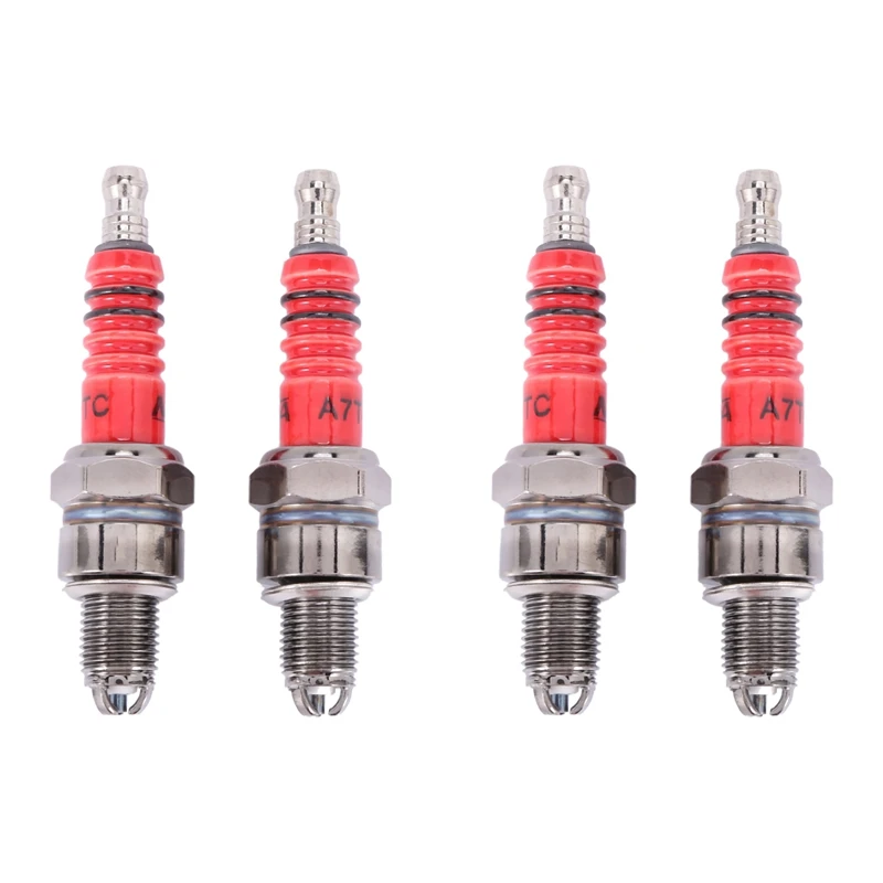 Pack Of 4 Racing 3 Electrode Spark Plug A7tc For 50Cc 110Cc 125Cc 150Cc Atv Scooter Dirt Bike Go Kart