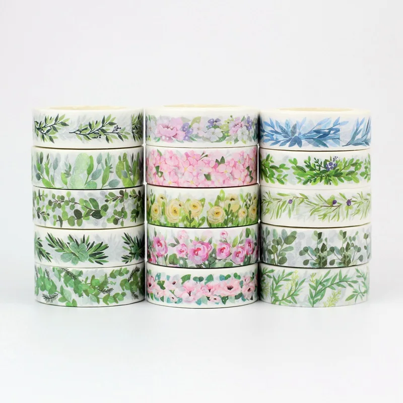 New Spring Tapes 1PC. 10M Decorative Beautiful Bright Flowers Leaves Masking Paper Washi Tape Set DIY Journaling Stationery