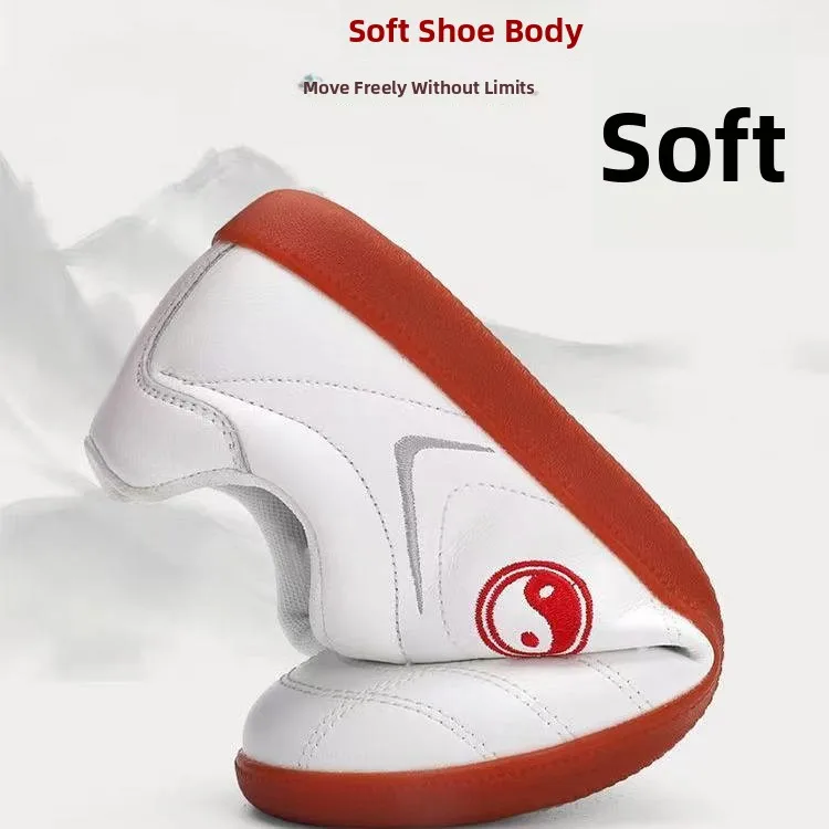 Tai Chi Shoes Top Layer Cowhide Men's Special for Competition And Activities Anti-Slip Cow Tendon Sole Casual Style