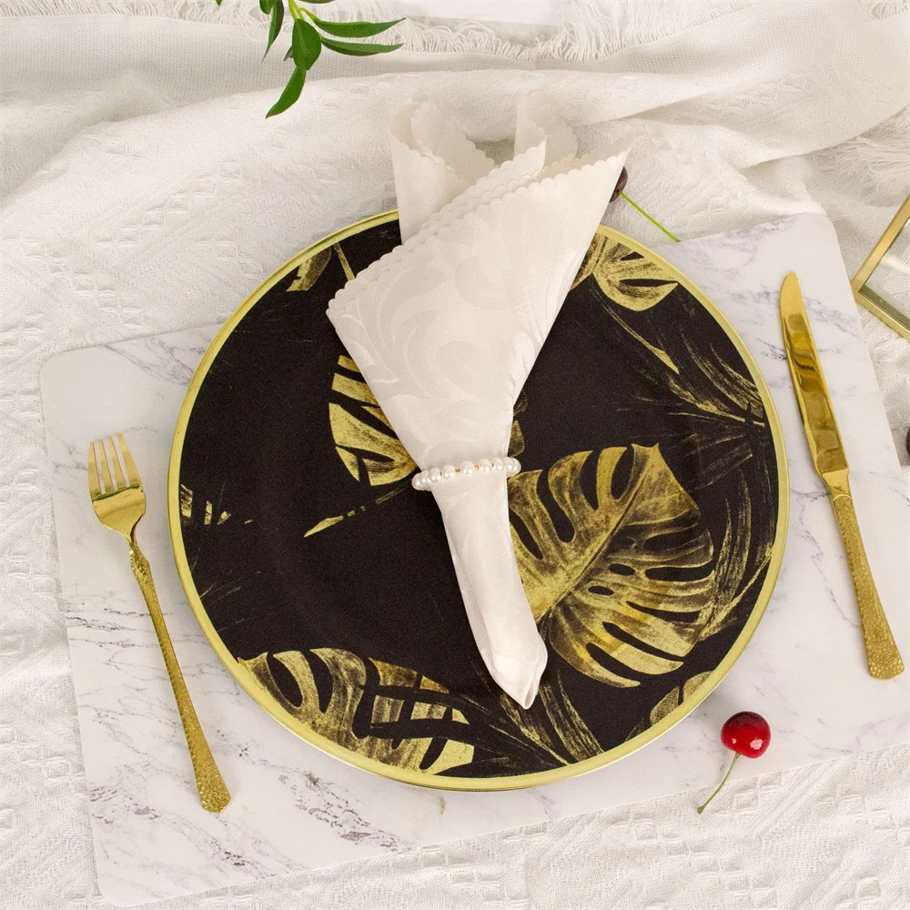 Gold-Stamped Fruit Tray for Weddings Parties Hotel Events - Elegant Serving Dish for Gourmet Parties And Banquets
