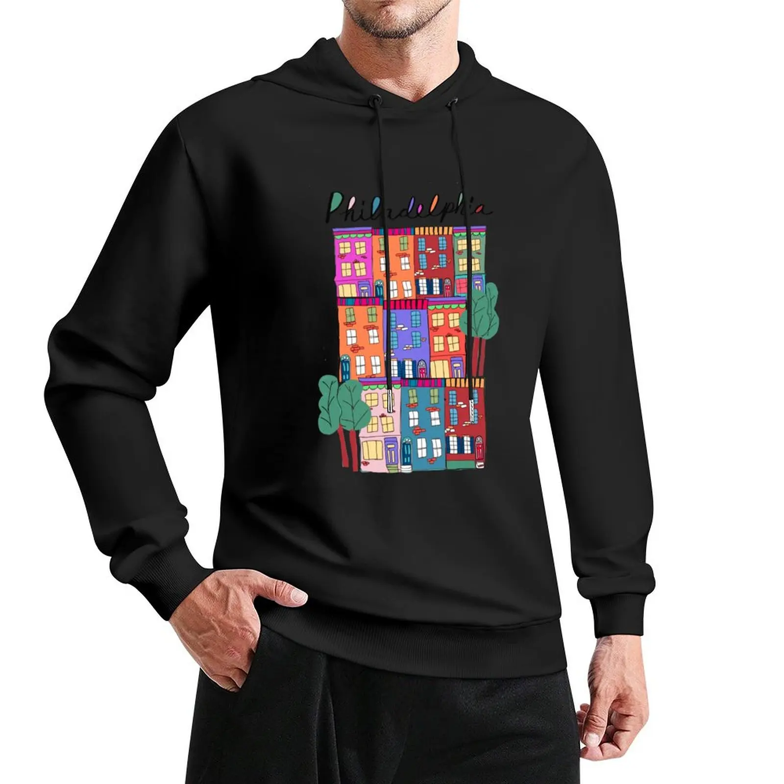 

Philly row homes Pullover Hoodie autumn men's winter sweater men's clothes pullover