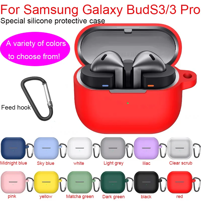 

Silicone Case For Samsung Galaxy Buds 3 / Buds 3 Pro Earbuds Accessories Shockproof Cover Dust-Proof Keychain Coque Capa Fundas