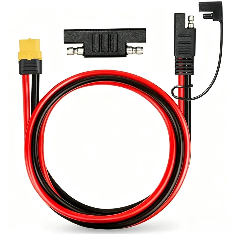 10AWG SAE to XT60 Female Connector Cable 1M with Dust Cap, SAE Adapter Included for Solar & Portable Power Station