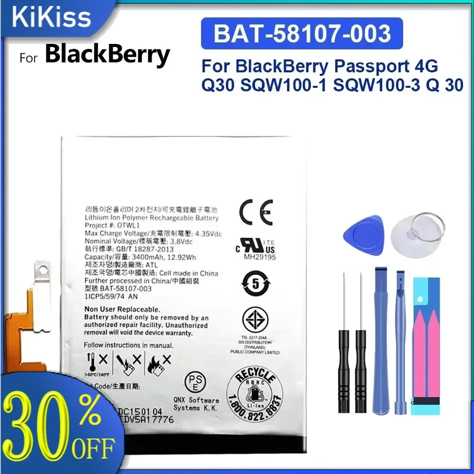 Battery for BlackBerry Q30 Passport, Otwl1 Bat-58107-003