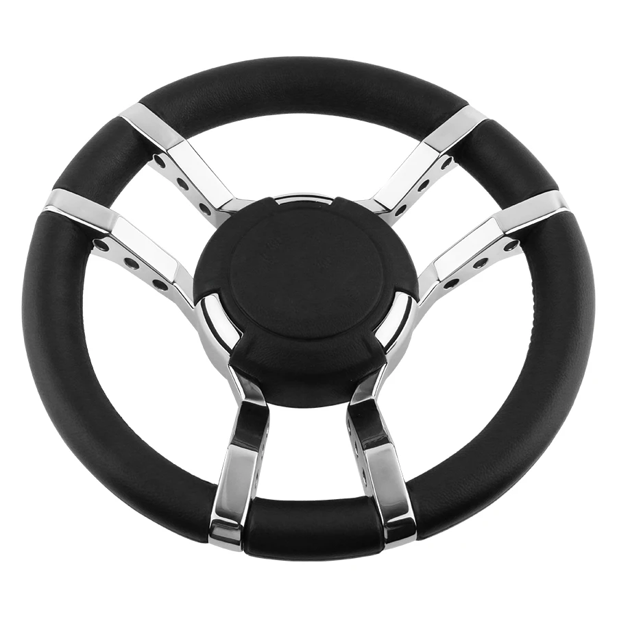 Marine Boat Accessories Yacht Speedboat UV Resistant Leather Electroplating Stainless Steel Luxury Steering Wheel Marine