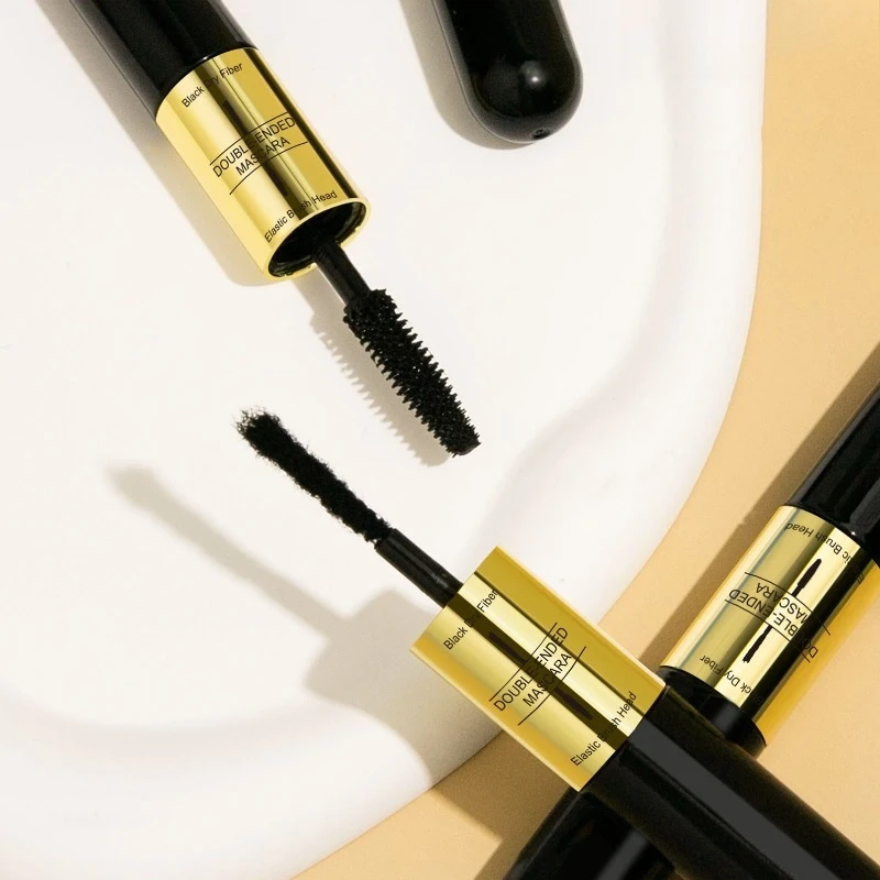 섬유 속눈썹 마스카라 듀얼 엔디드 2 in 1 방수 번짐 방지 길이 연장 및 볼륨 증가 자연스러운 속눈썹 연장 하루 종일 착용