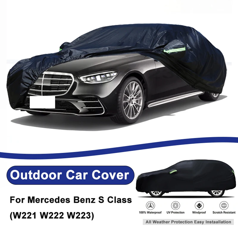 

Outdoor Full Car Cover For Benz S Class W221 W222 W223 with Reflective Strips Waterproof Snowproof Dustproof UV Protection Auto
