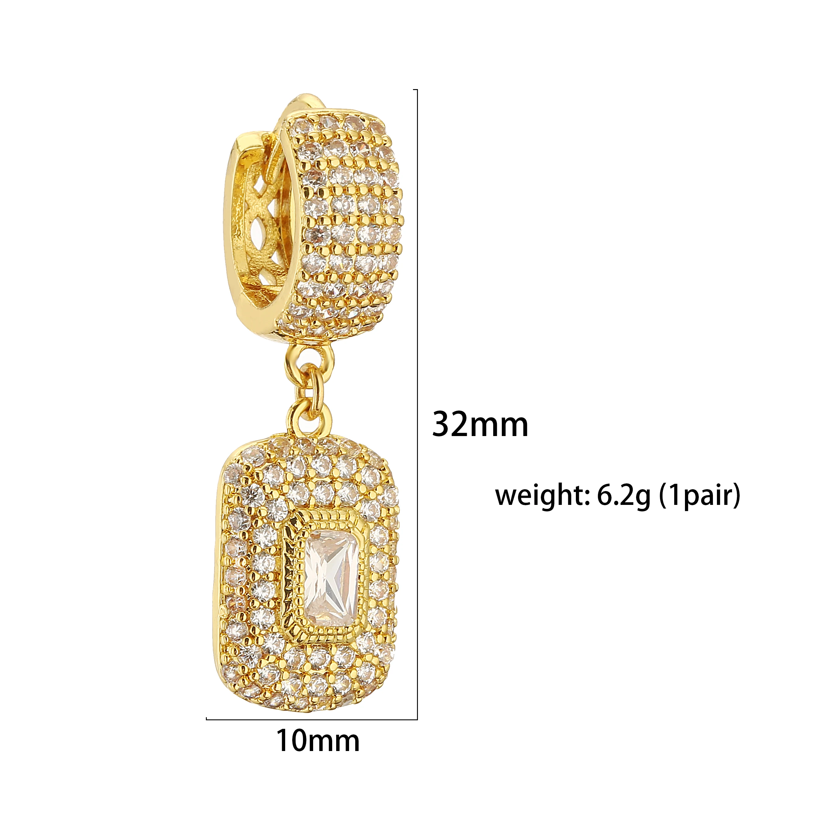 HECHENG,Square Circle Hoop Earrings For Women Luxury Brass 18K Gold Plated Earring 2023 Trend Elegant Jewelry Couple Gift