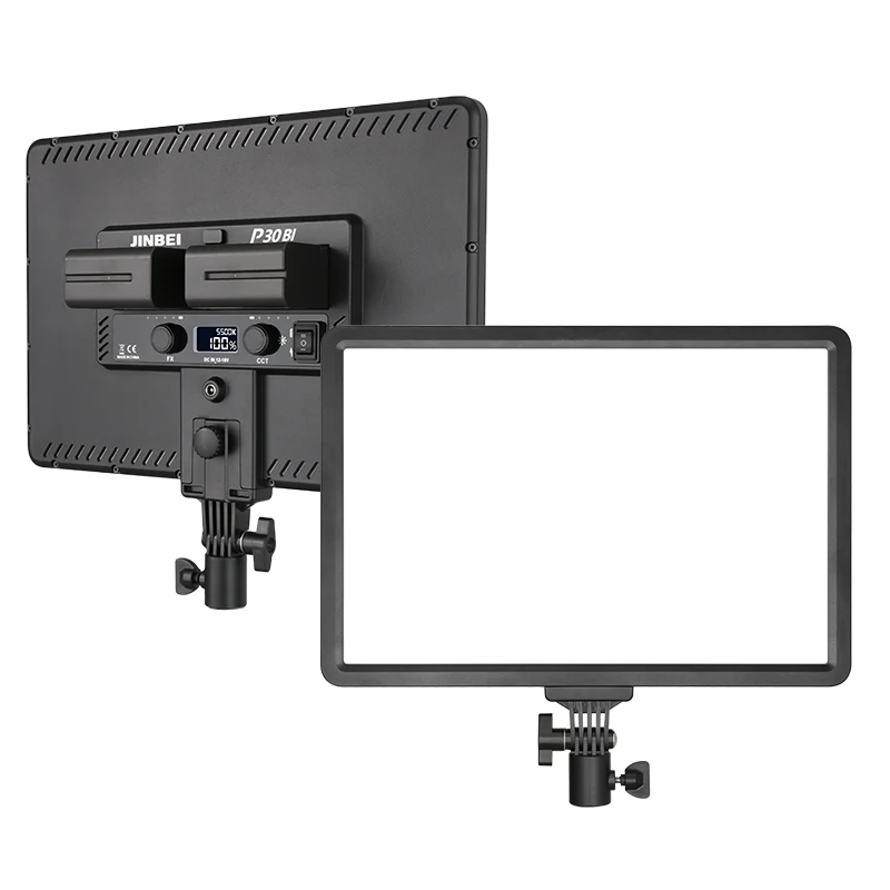 JINBEI P30BI 30W Flat Panel Studio Camera Photography Light LED Video Soft Light Desk Tripod Kit for Live Streaming