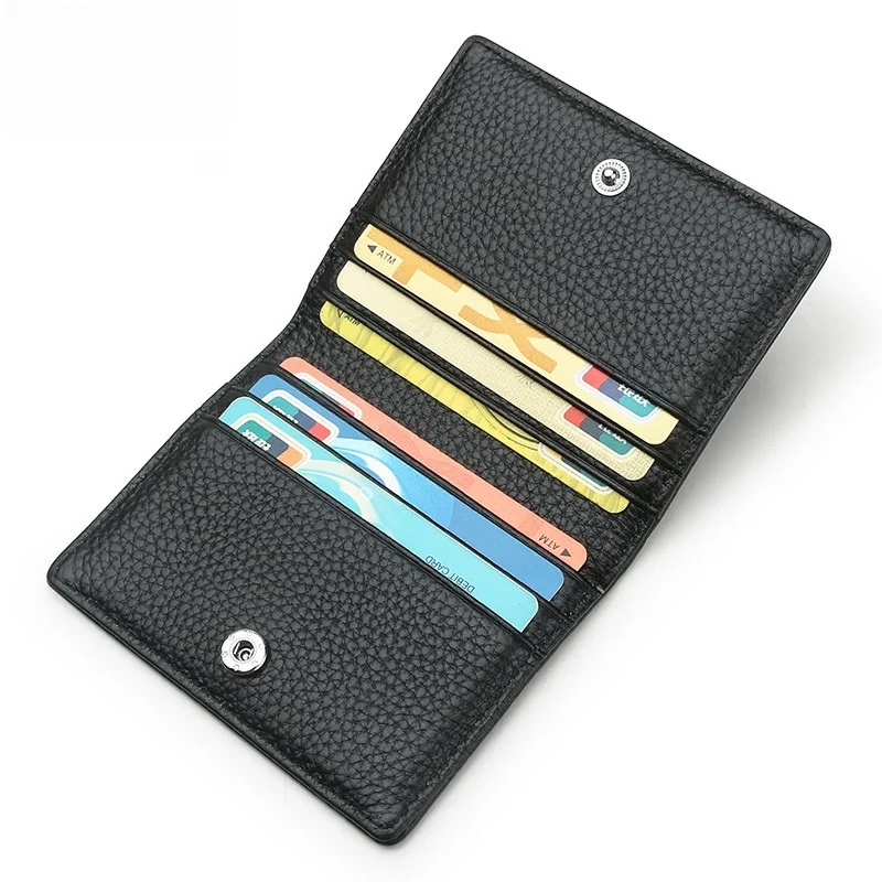 Ultra-Thin  Leather Card Holder Wallet for Men And Women Compact Slim Card Sleeve Lightweight Bifold Credit Card Case