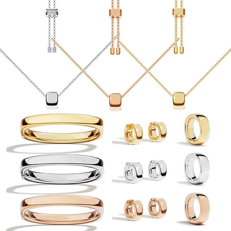 

Eomm 925 Sterling Silver Elliptical Circular Geometry Ring Earrings Bracelet Necklace Women Couple Fashion Elegant Party Jewelry