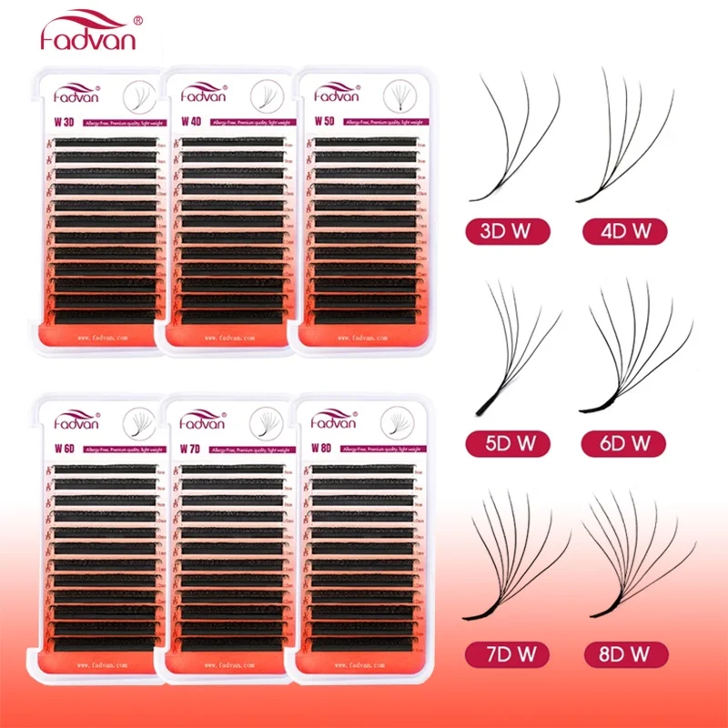 FADVAN W Shaped Lashes 2D 3D 4D 5D 6D 7D 8D Premade Volume Fans Faux Mink Eyelashes Brazilian Volume Natural Soft Lashes