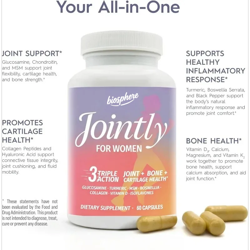 Glucosamine chondroitin MSM turmeric frankincense collagen vitamin D calcium magnesium hyaluronate 60 capsules