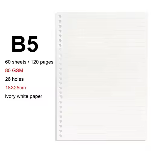 A4/B5/A5 Loose Leaf Refill Binder Notebook Blank/Line/Grid/Cornell Replacable Metal Ring Office&School Supplies Stationery - Image 28