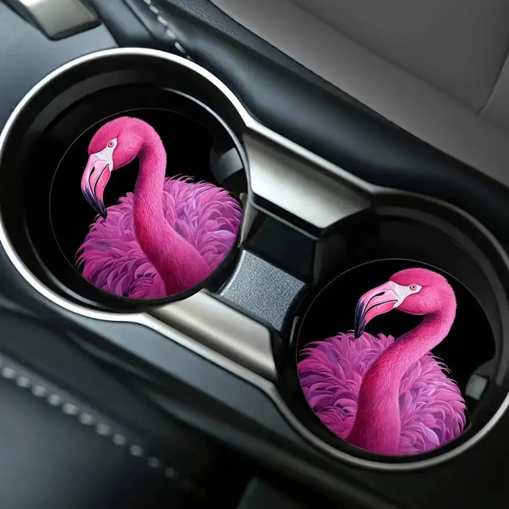 Flamingo Car Cup Holder Coasters Quick Absorbent Easy Clean Non-Slip High Temp Resistant Auto Accessory