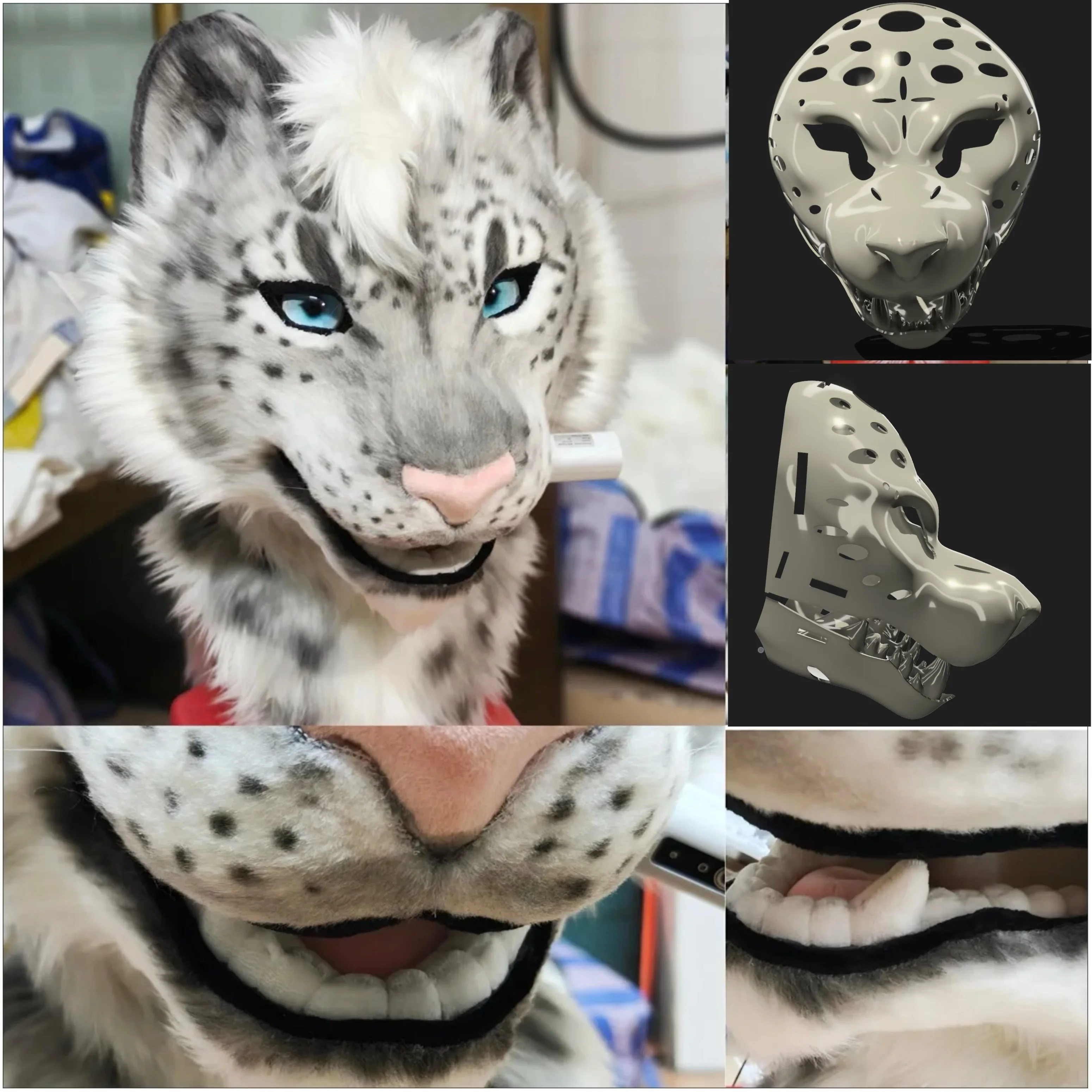 

New Realistic Beast Tiger Headbase Mask Costume Skull 3DPrinting Cosplay Accessories Gift Hinge Suitable for Kigurumi and Kemono