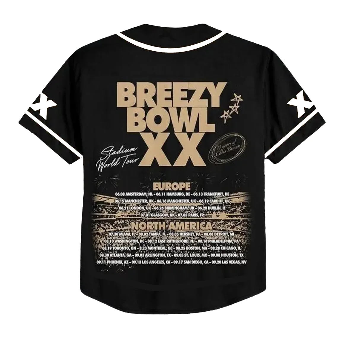  كريس براون بريزي باول XX جولة جيرسي الخامس الرقبة قصيرة الأكمام البيسبول جيرسي الرجال / النساء كريس براون زر أسفل القميص #3