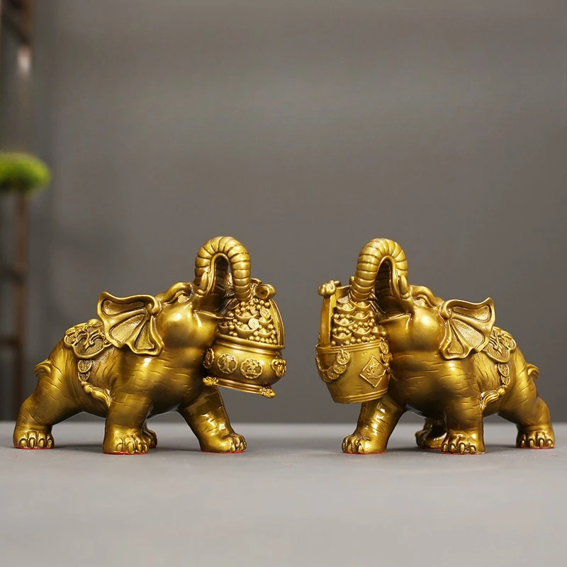 Precision brass elephant ornaments, brass wealth objects, water absorbing recruitment, treasure pot, elephant ornaments