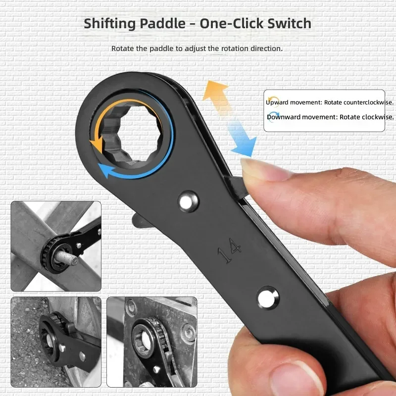 for 5Pc Fast Ratchet Wrench Set Double Head Two Way Dual Purpose Automatic Plum Blossom Gear Handle Auto Repair Tool