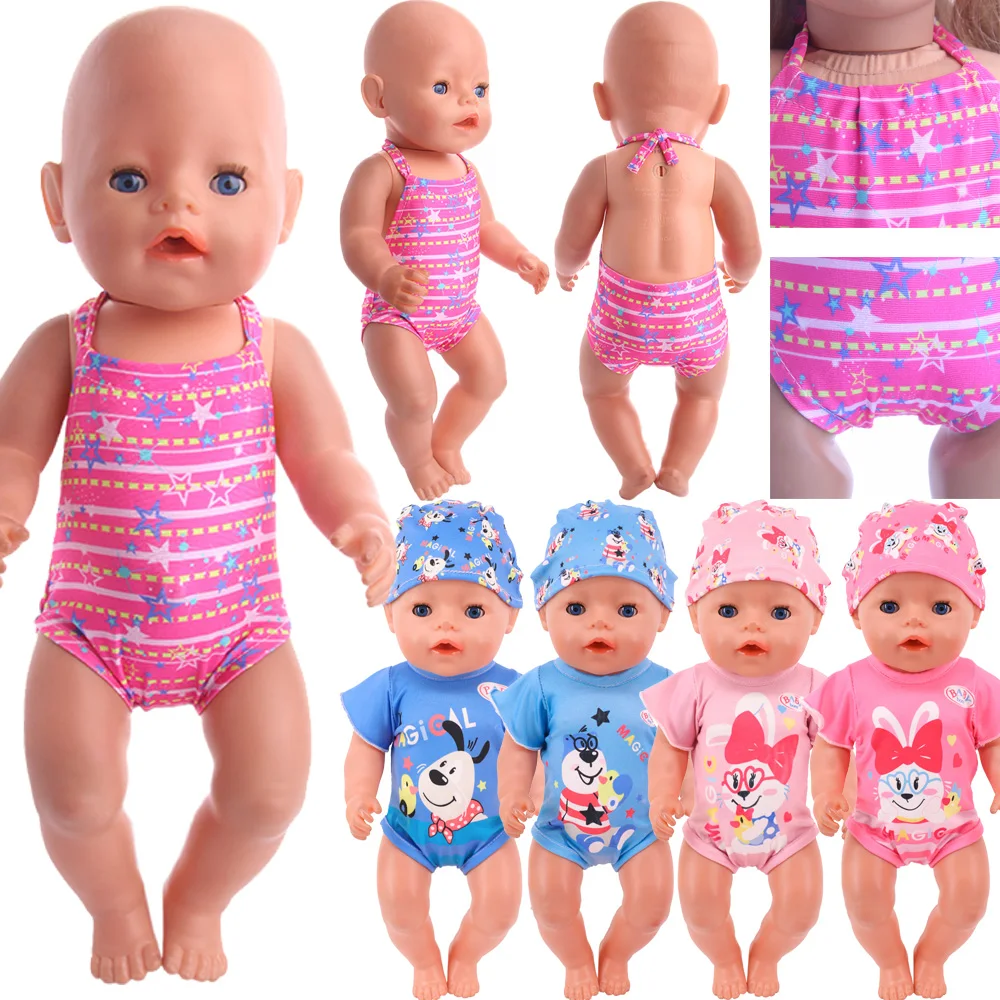 Baby Doll Clothes Swimsuit Pajamas Cute Animal Print For 18 inch American Doll Girls & 43 Cm Baby New Born Dolls,Generation Gift