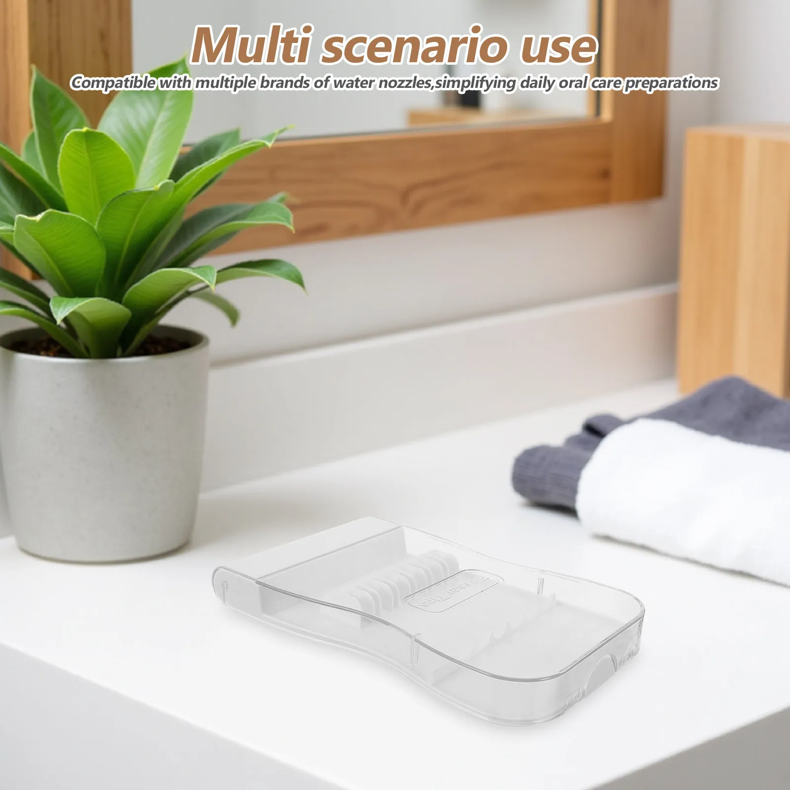

Water Flosser Tip Storage Case Transparent Window Dustproof Cover Travel Organizer Dental Irrigator Tips Holder