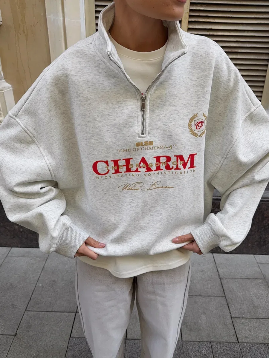 European Retro Badge Sweatshirts Zipper Turn-down Collar Pink Blouse Hoodies Fashion Sports Women Streetwear Autumn Large Size