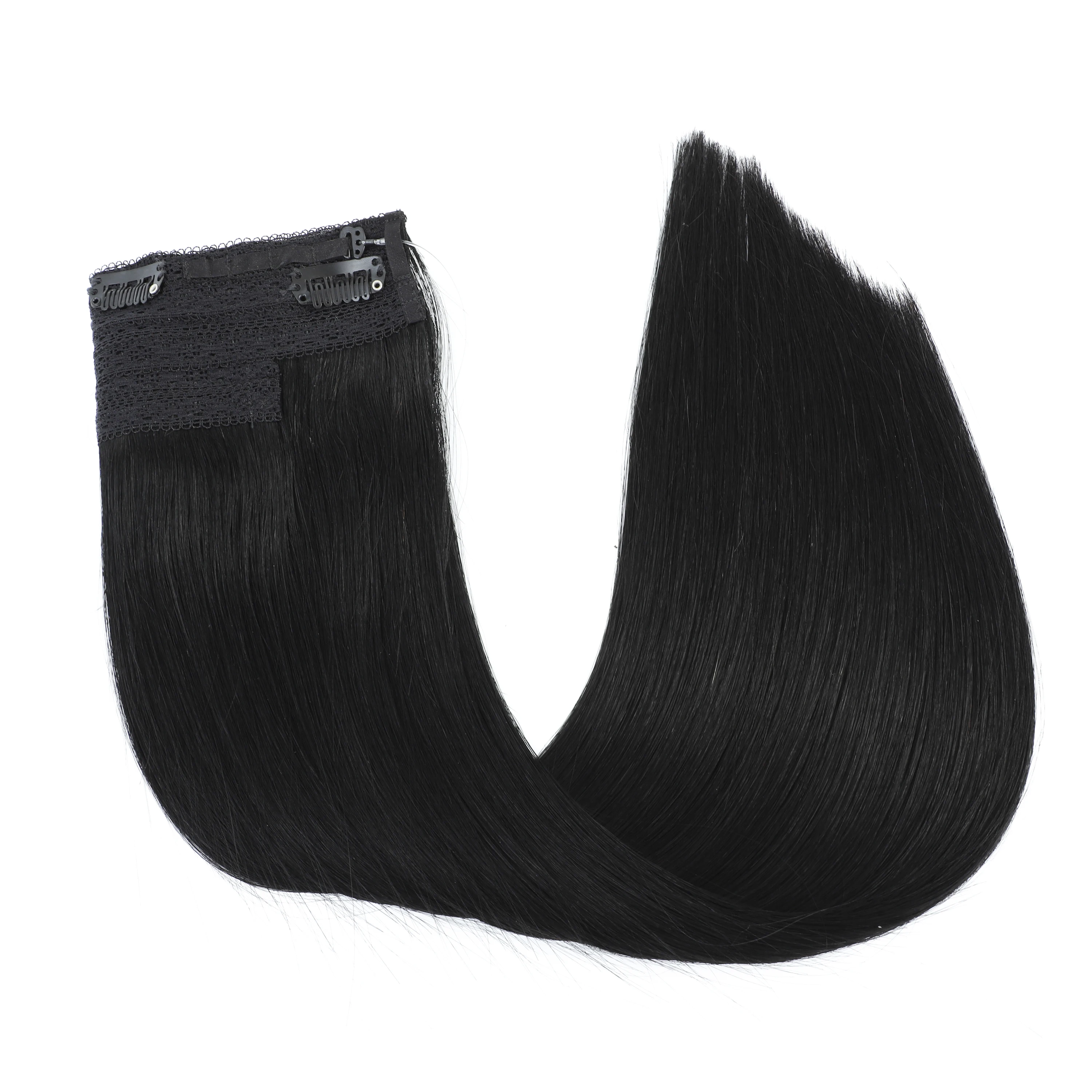 1# RemeeHi Invisiable Hair Pieces Human Hair Jet-Black Straight Fish-line Wire Micro Hair Extension for Women 100g 20 Inch 25cm