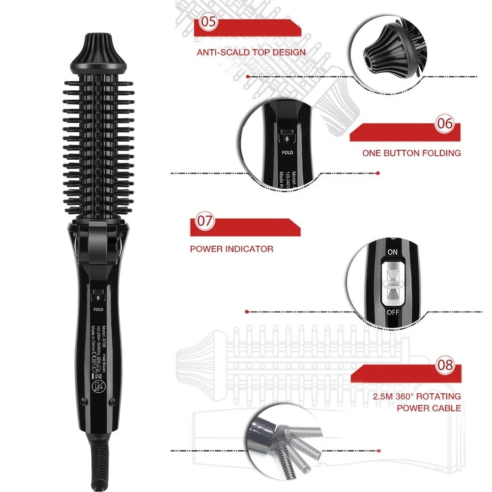 Curling Iron Ceramic  Ionic Hair Curler Electric Hot Brush Anti-Scald Curling Wand Portable Hair Styling Tools