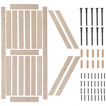 36 pollici. x 84 pollici Porta scorrevole della stalla non finita, telaio a K, legno massello di abete rosso, richiede un semplice assemblaggio fai-da-te