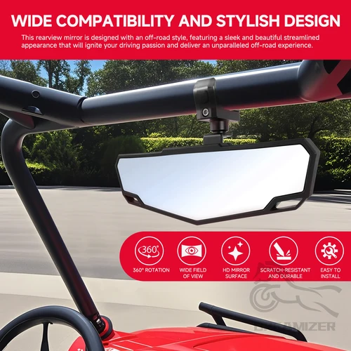 Imagen 2 del producto Espejo retrovisor ajustable UTV ATV de 1,75-2 pulgadas, vehículo todoterreno para Polaris RZR, espejo retrovisor central, accesorios exteriores
