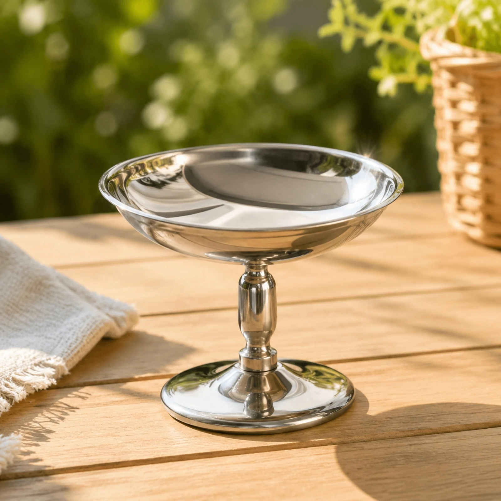 Stemmed Dessert Cup with Pedestal Base Versatile Stainless Steel Dessert Cup Metal Pedestal Serving Bowl Stable Compact