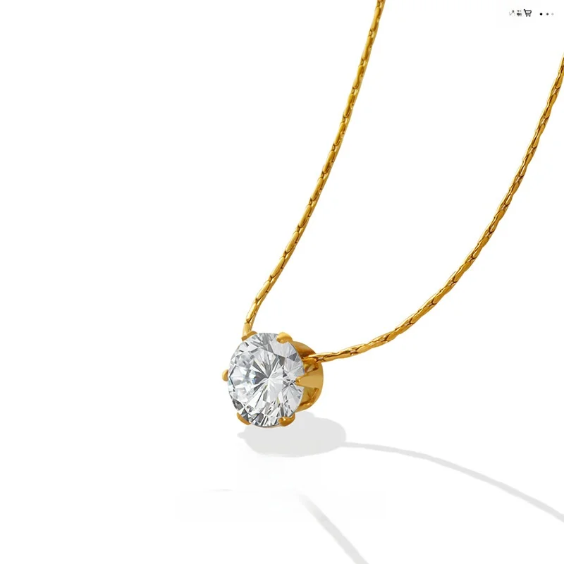 

Romantic Single Diamond Zircon Collarbone Chain Necklace for Couples Personalized Jewelry Accessory Inlaid with a Precious Stone