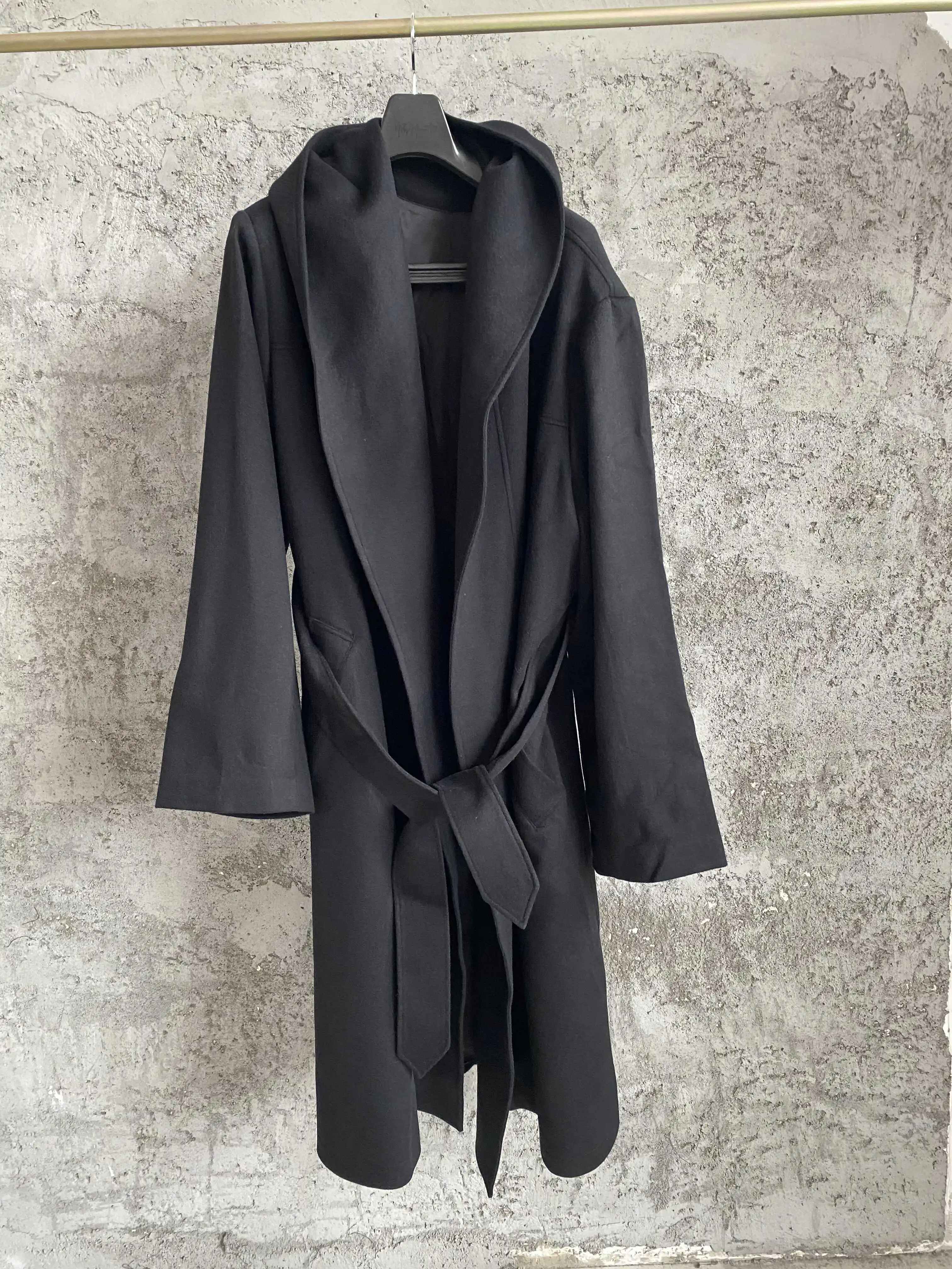 Top-yamamoto original design Men's wool jacket, single-breasted two-button suit collar trousers, black TOP