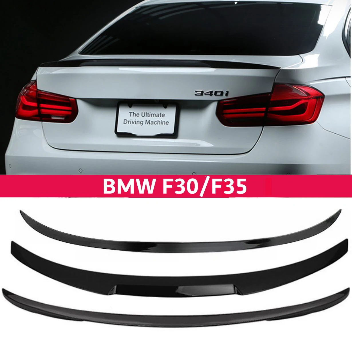 Topteng per BMW serie 3 F30 F35 328i tronco Spoiler Gloss Black Carbon 2012-2019 Body Kit