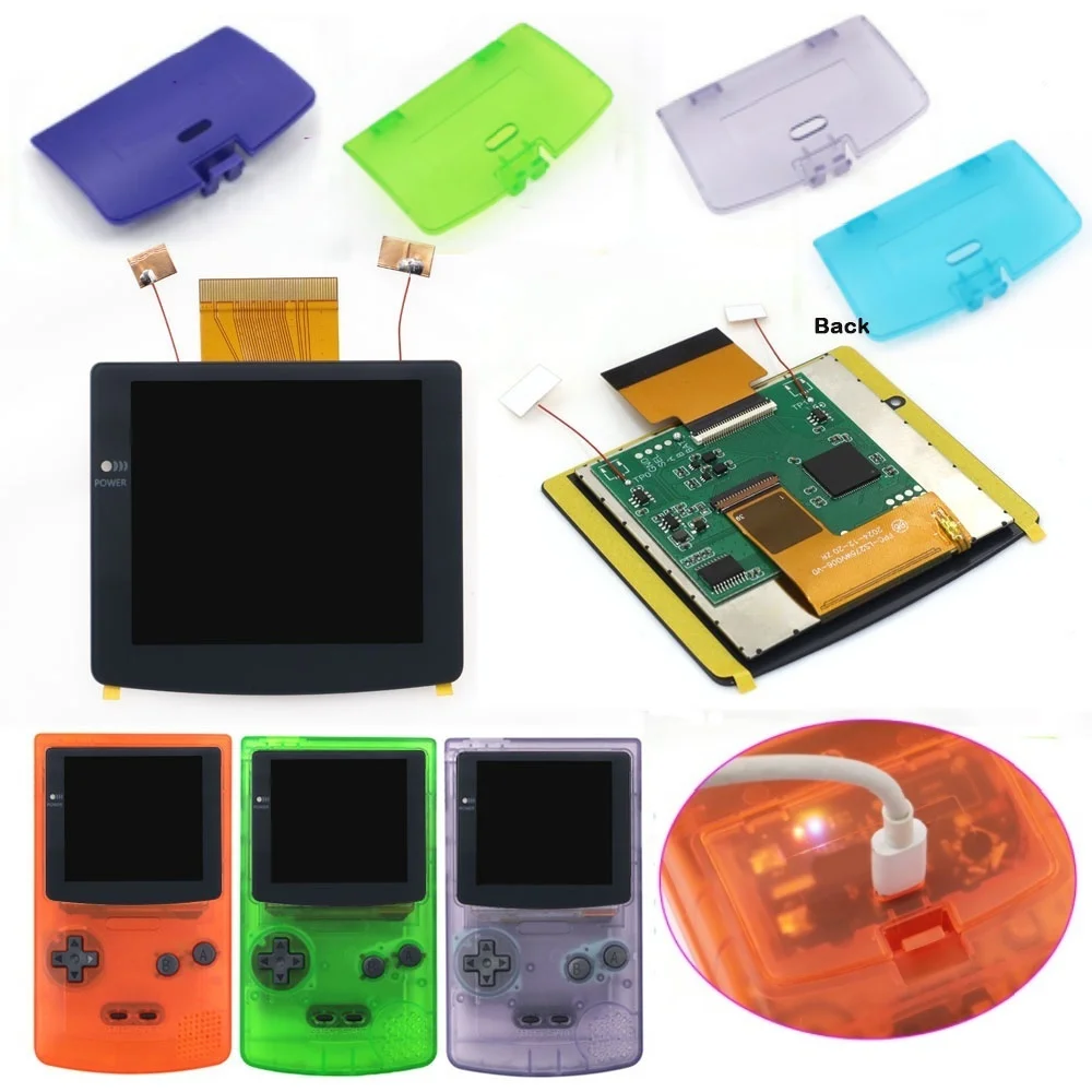 Rechargeable 2.8" IPS Screen Laminated LCD For GBC 480x432 Integer Scaling Backlight Retro Pixel KIT For Game boy Color GBC