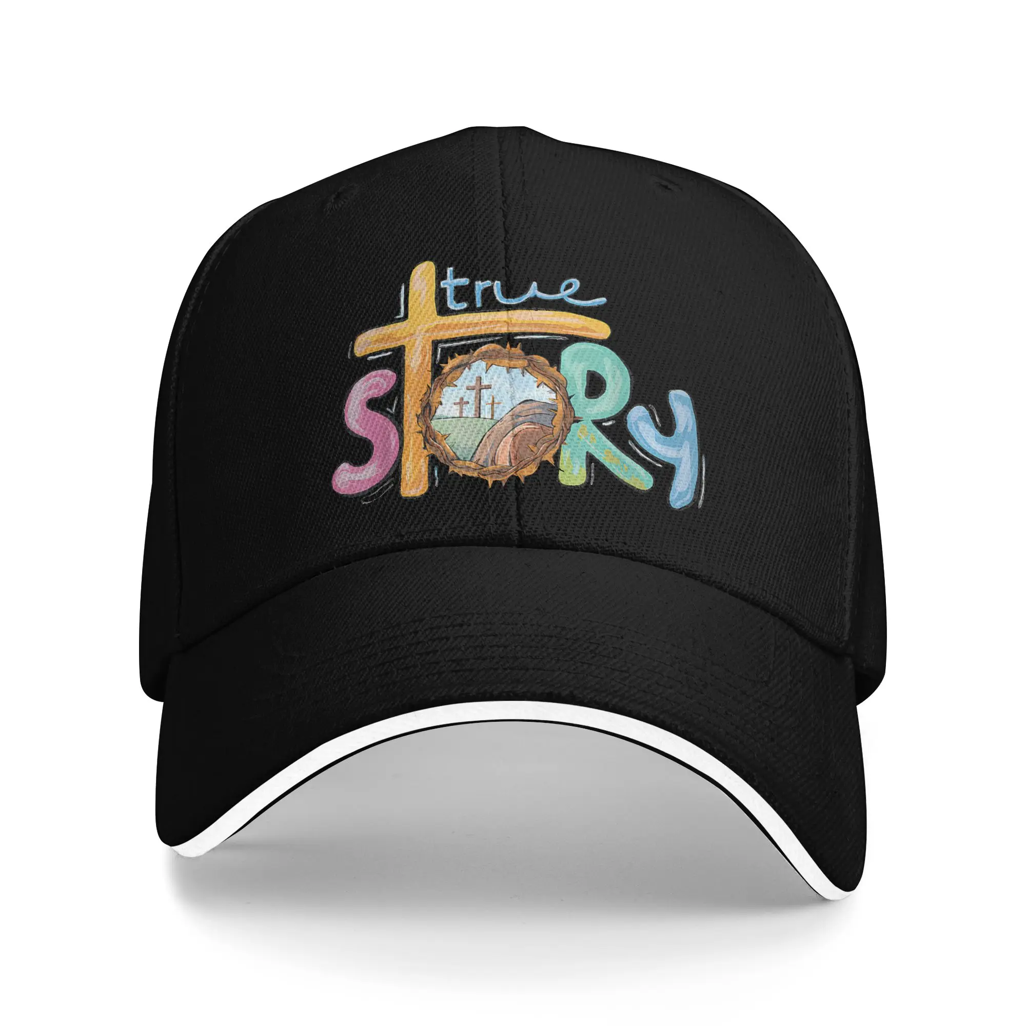 True Story Cross Jesus Easter Day Christians He is Risen Casual Baseball Cap Spring Trucker Hat Hats Couple Women Baseball Caps
