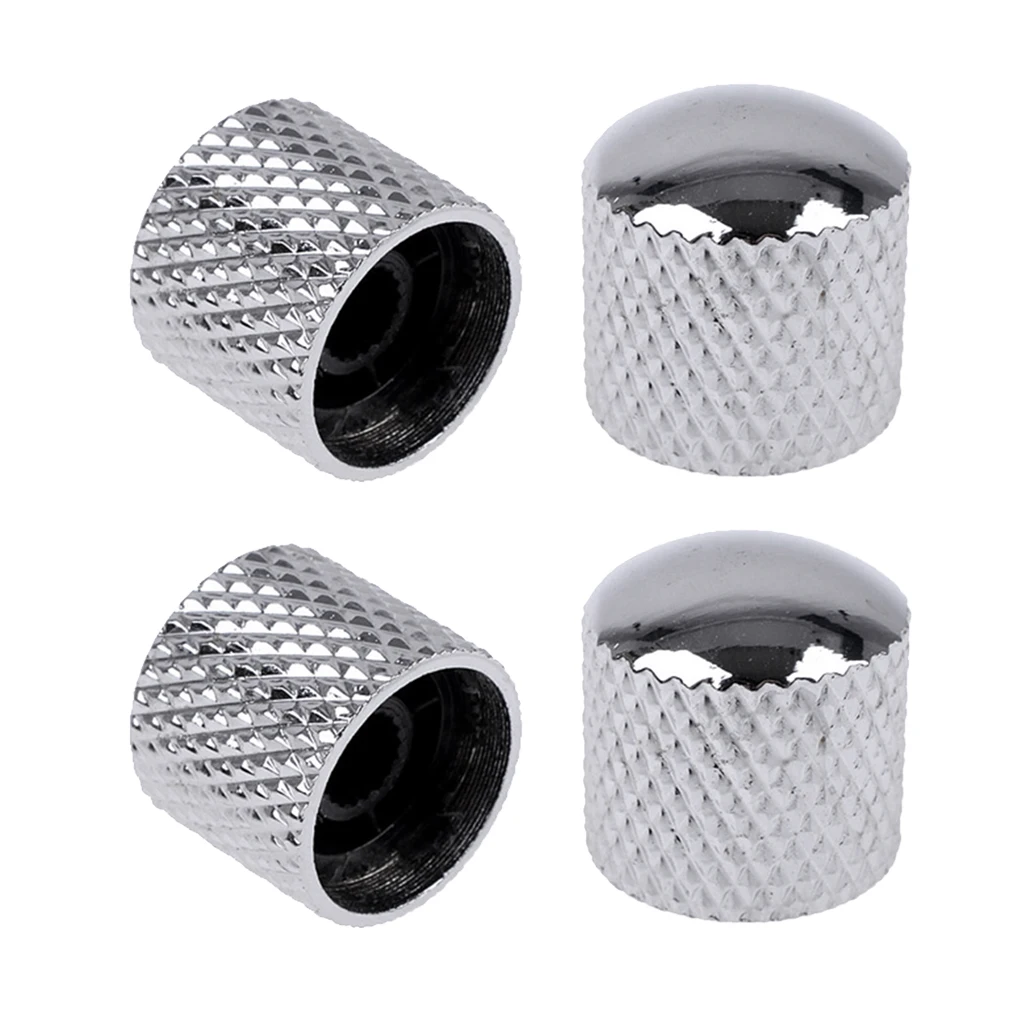 4 Pcs Metal Electric Guitar Volume Tone Control Knobs Buttons for Electric Guitar Bass Potentiometer 16 x 17mm
