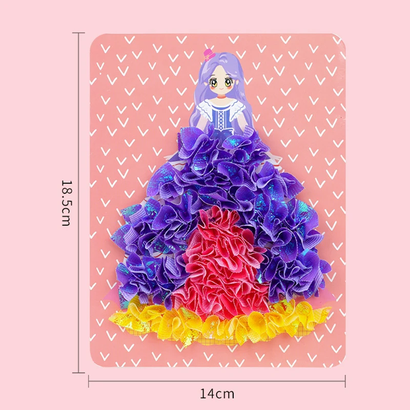 Puzzle Puncture Painting Card Boards Poke Sets For Kids Girls DIY Dress Up Princess Hedgehog Peacock Fabric Poking Art Craft