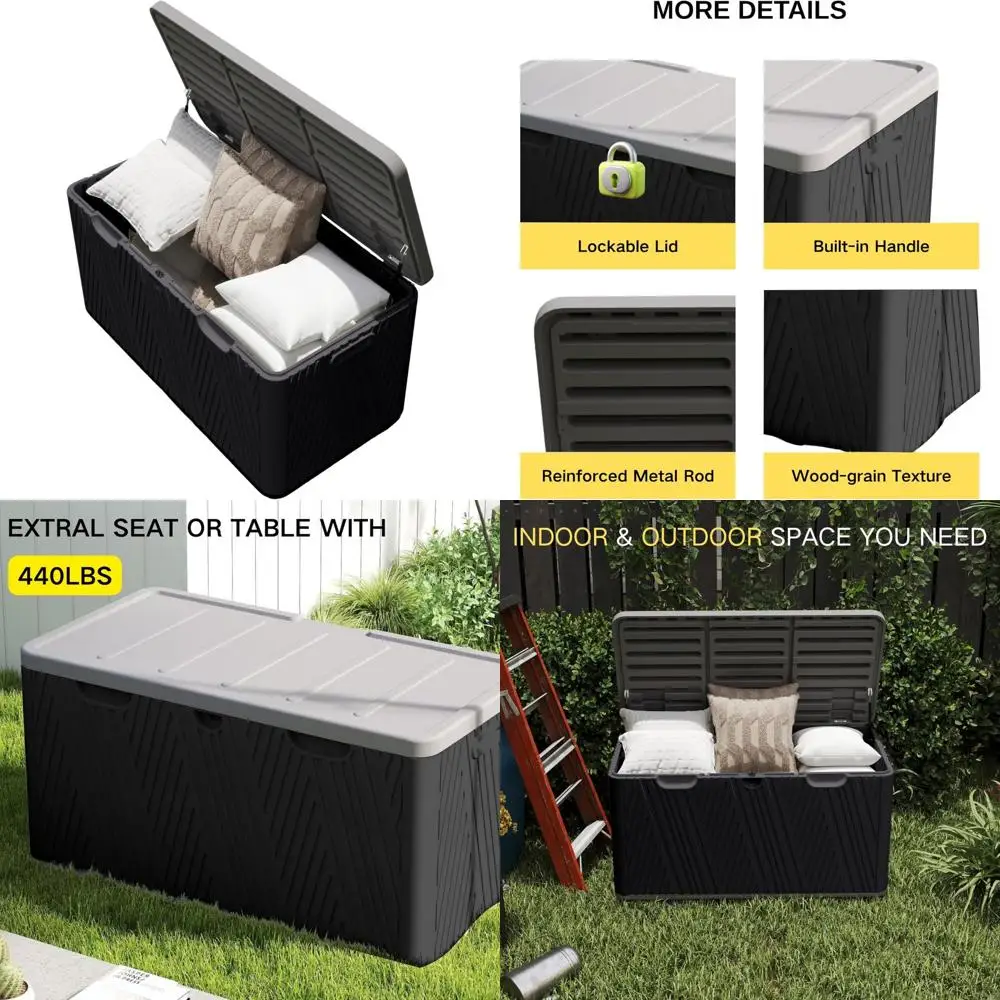 

Waterproof Outdoor Storage Container - 110 Gallon Resin Deck Box for Indoor and Outdoor Use, Lockable Storage Solution for Patio