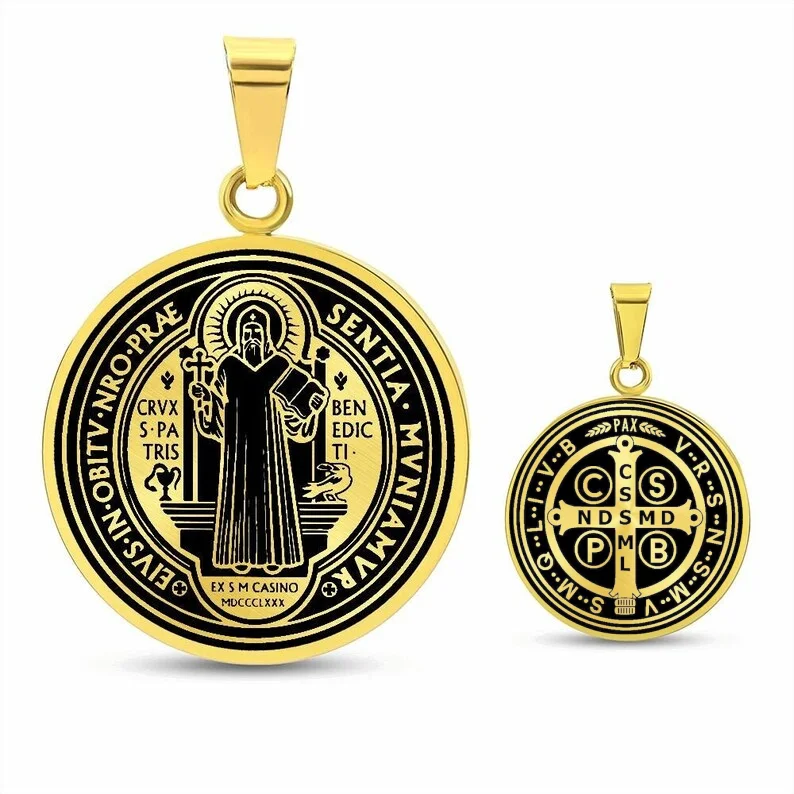 Stainless Steel Saint Benedict Medal Necklace