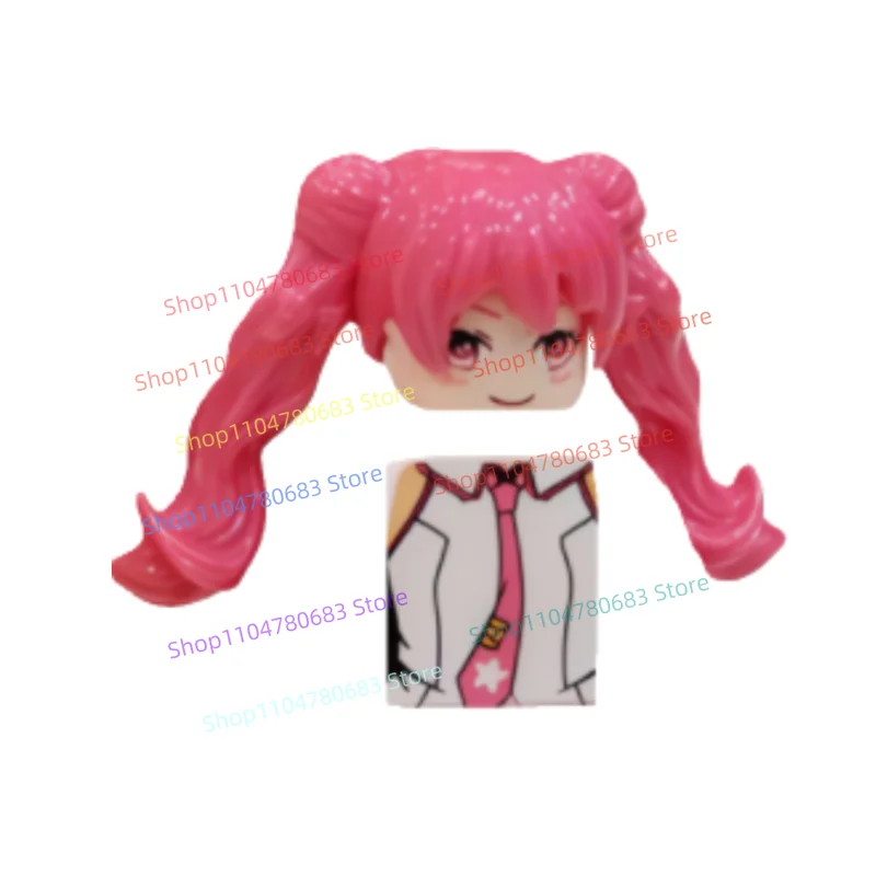 MOC Building Blocks Mini Figure Cute Curly-Haired Girl Assembly Model Ornament Anime Cartoon Decorative Toy Gift Collectible