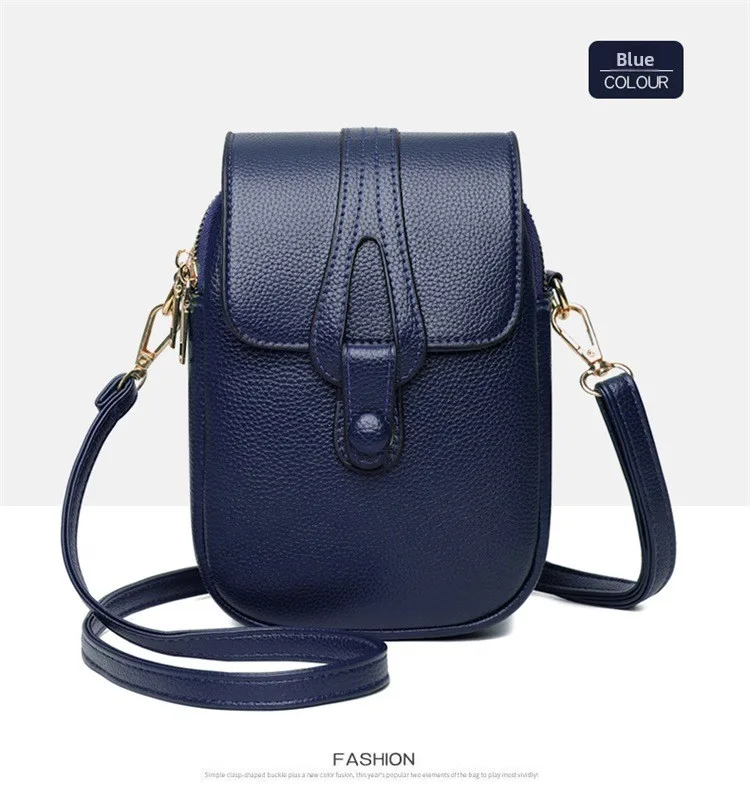 Mini-Multifunktions-Umhängetasche aus Leder für Handy/Sport, Cross-Taschen mit Kopfhöreranschluss, mehrlagige Damentasche mit Abdeckung – Detail 25