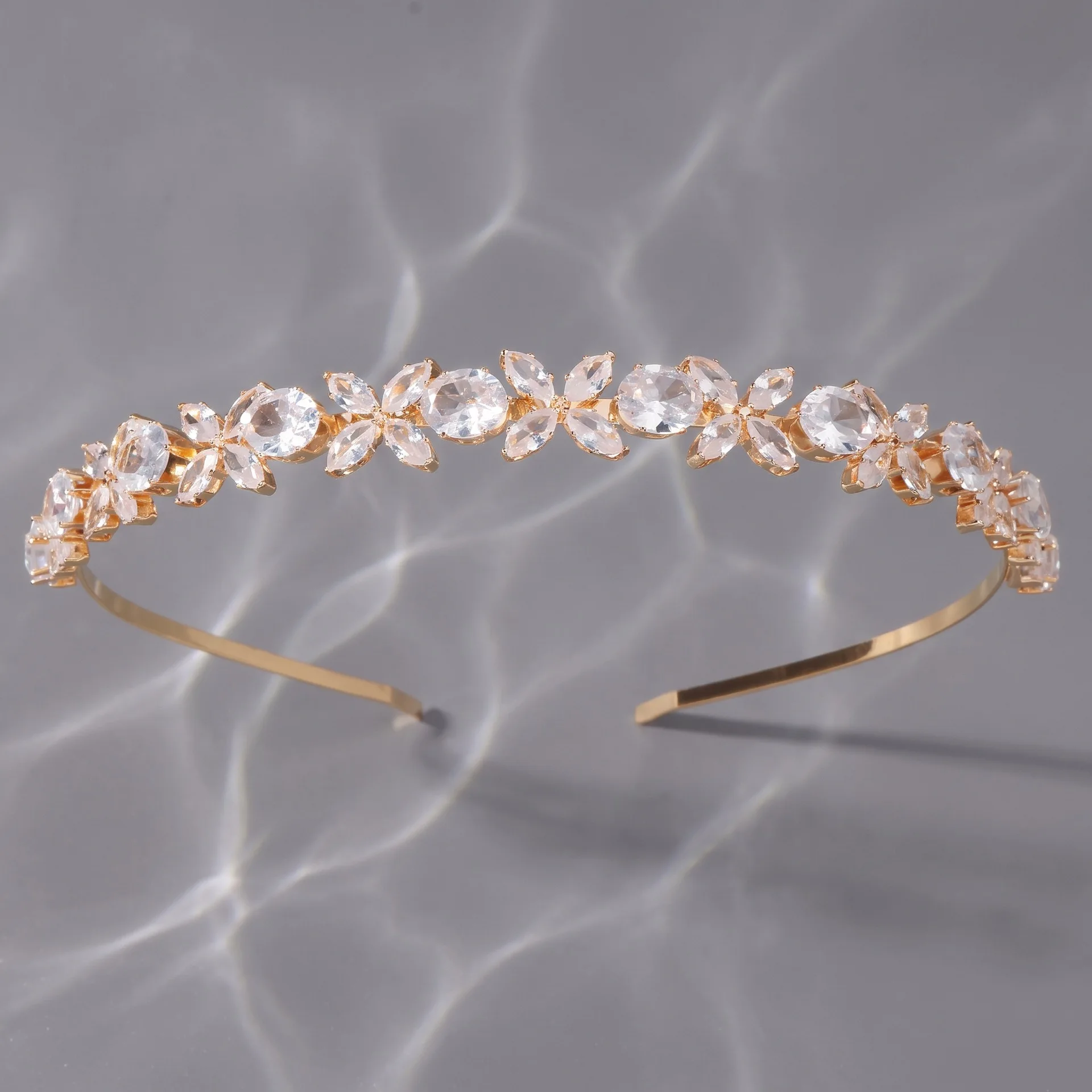 Cubic Zirconia Headband For Women Electroplated Alloy Hairband Geometric Design Hair Hoop Wedding Evening Party Hair Accessories