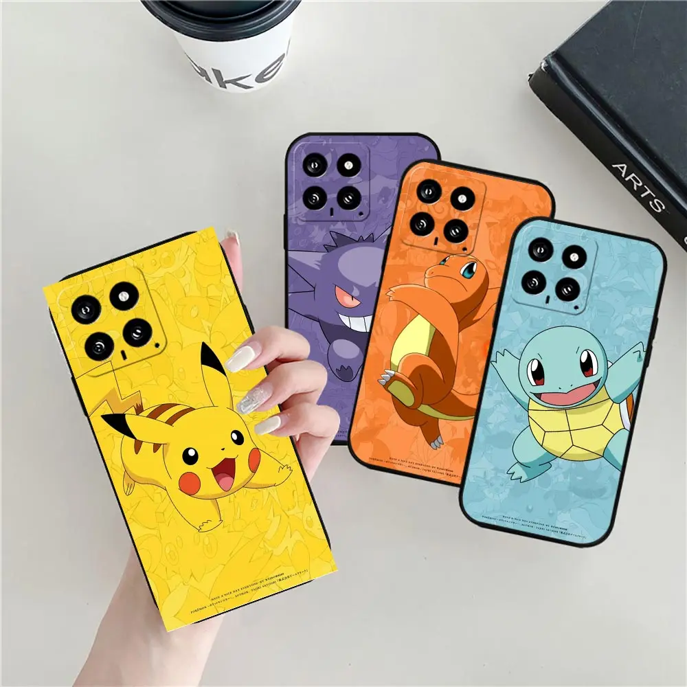 Anime Pokemon Pocket Monster Phone Case For OPPO Reno 11 11F 10 8 8T 7 7Z 6 6Z 5 4 Pro Plus 4G 5G Case Black Soft Silicone Cover