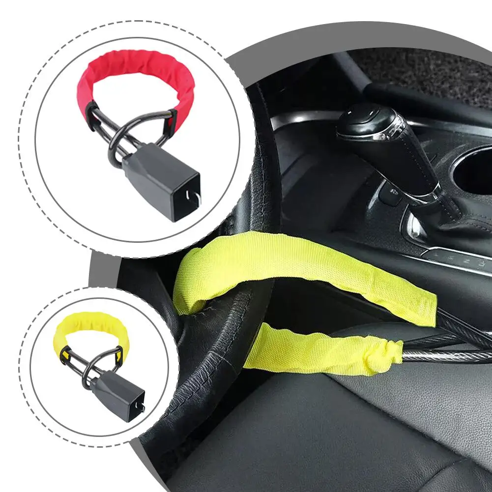 Blocco volante per auto con 2 chiavi Blocco universale con fibbia per cintura di sicurezza Blocco cavo in acciaio Blocco fune metallica in acciaio Sicurezza auto