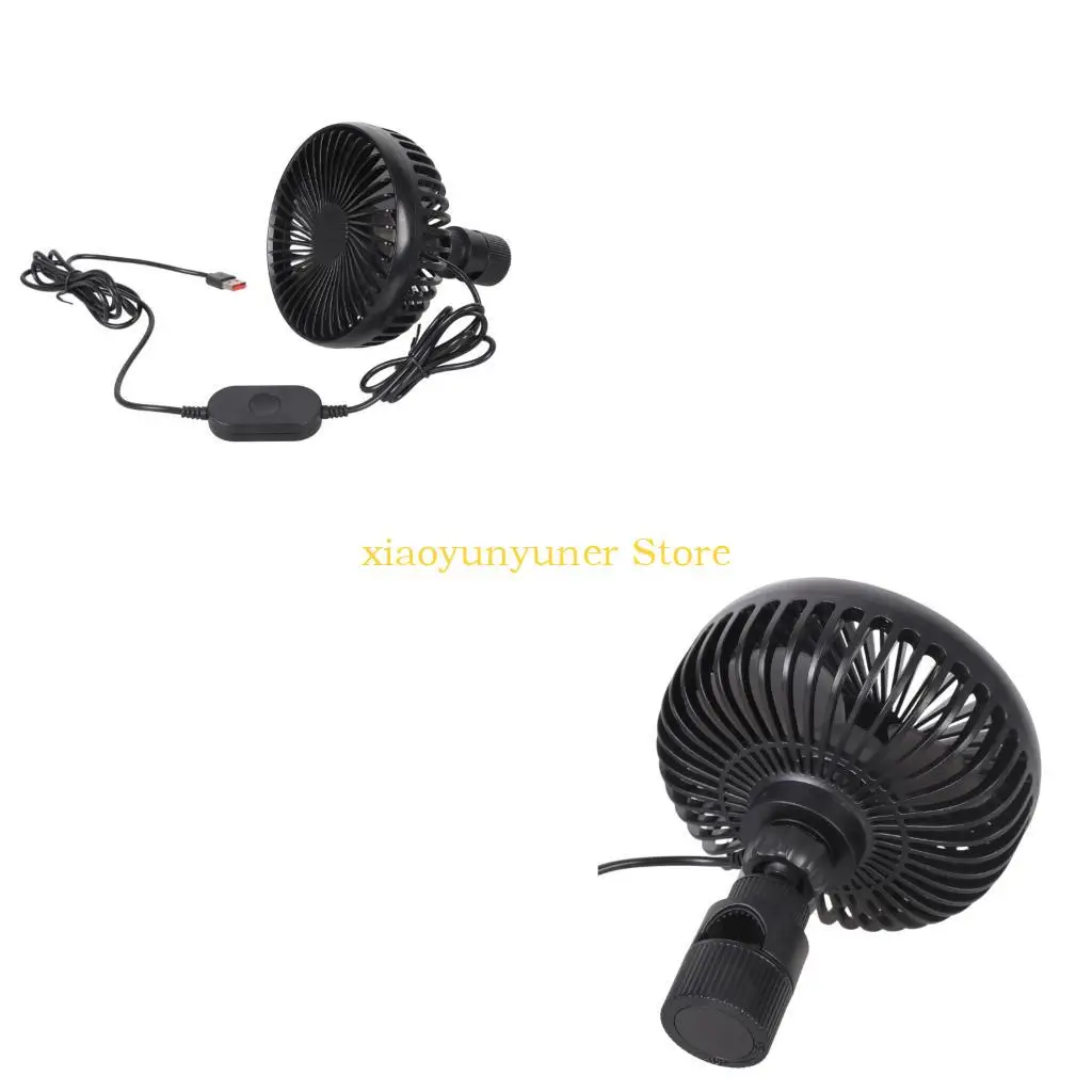 P9JB 5 Inch USB Car Fan With 3 Speed Setting And 2.40m Cable For Vehicles Headrest