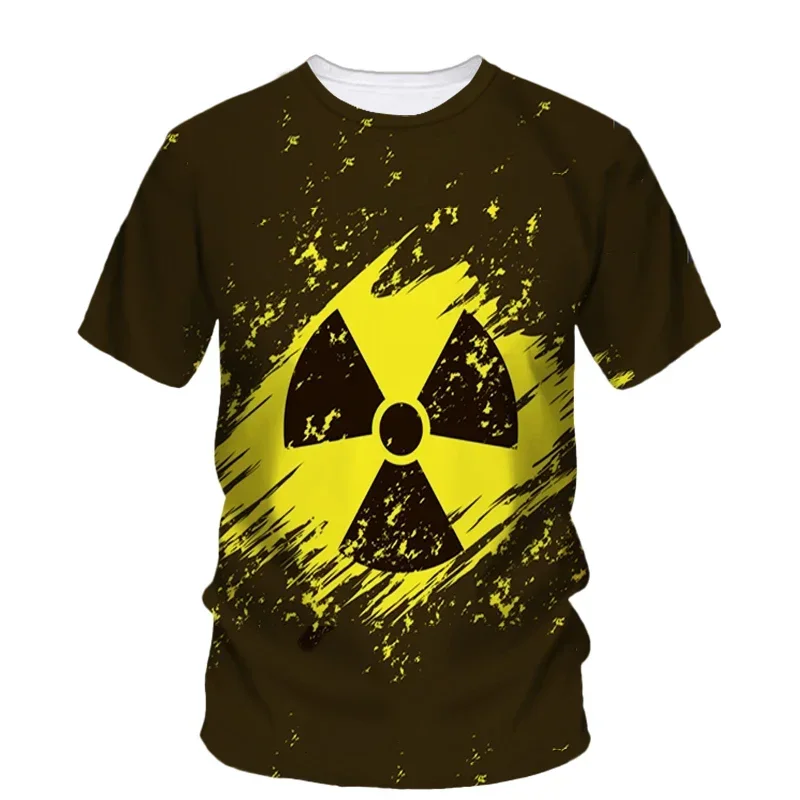 T-shirt Da Uomo Estiva Stampata in 3D Con Logo Della Contaminazione Nucleare T-shirt Da Uomo Estiva Rotonda Ad Asciugatura